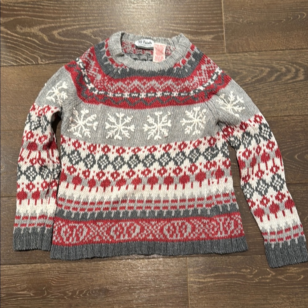 Gray and Red Fair Isle Sweater